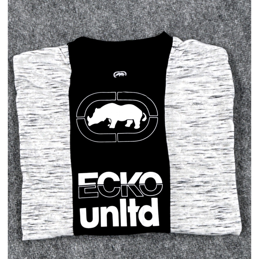 Ecko Unltd Mens Large White Black Flyknit Graphic Short Sleeve‎ T Shirt NWT